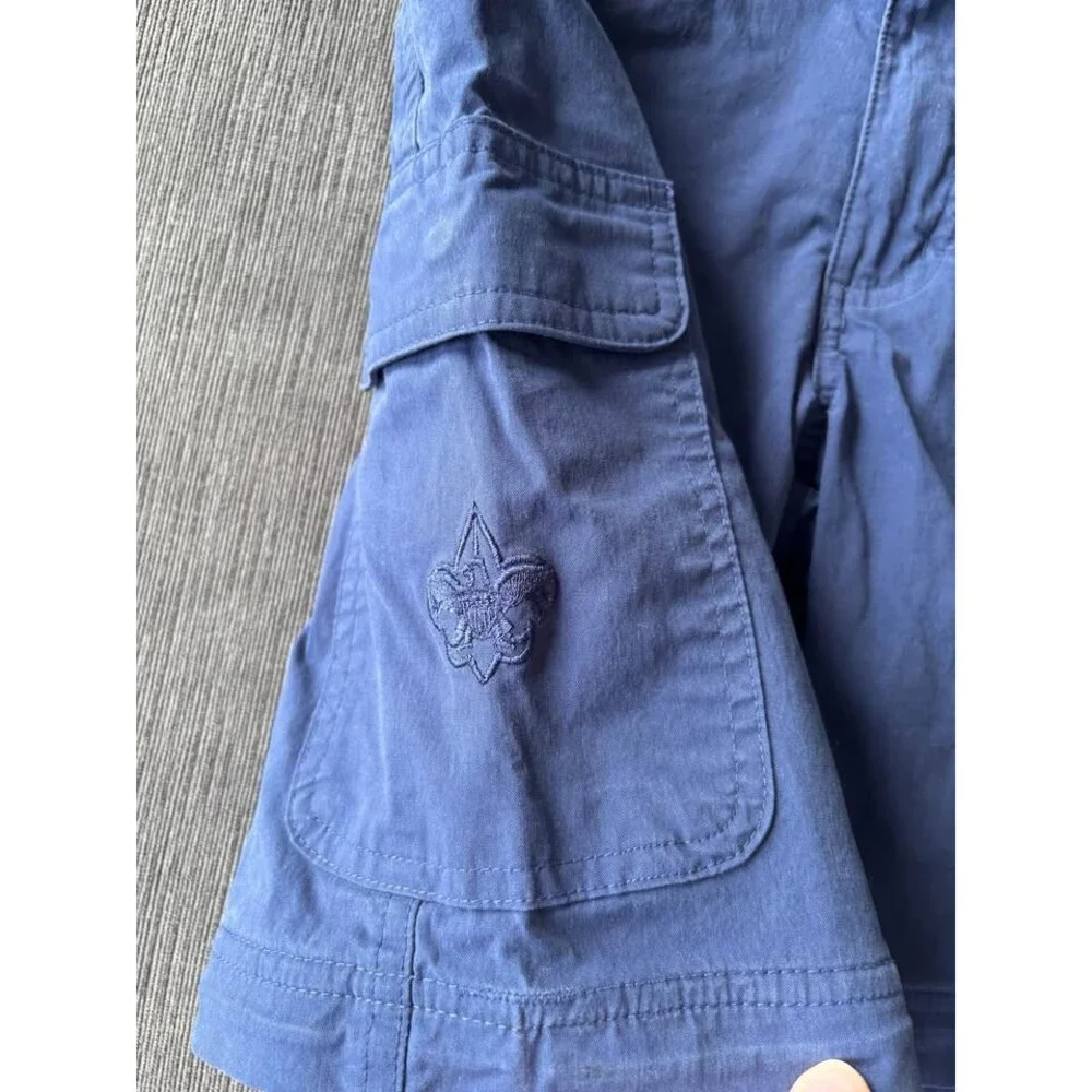 Official Cub Scouts BSA Blue Canvas Utility Cargo Shorts - Youth Size 8 Uniform